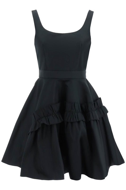 Alexander mcqueen mini faille dress with oversized ruffle