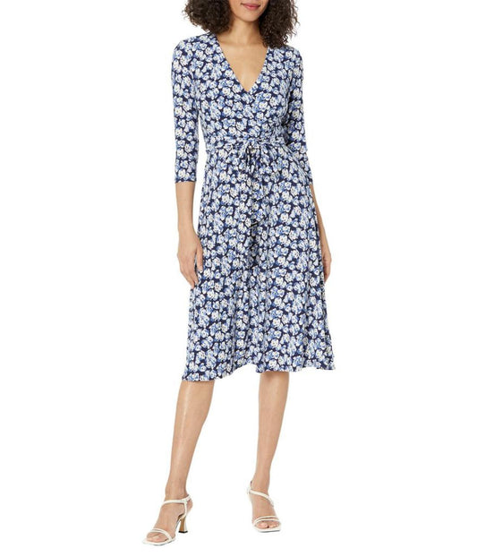 Floral Surplice Jersey Dress