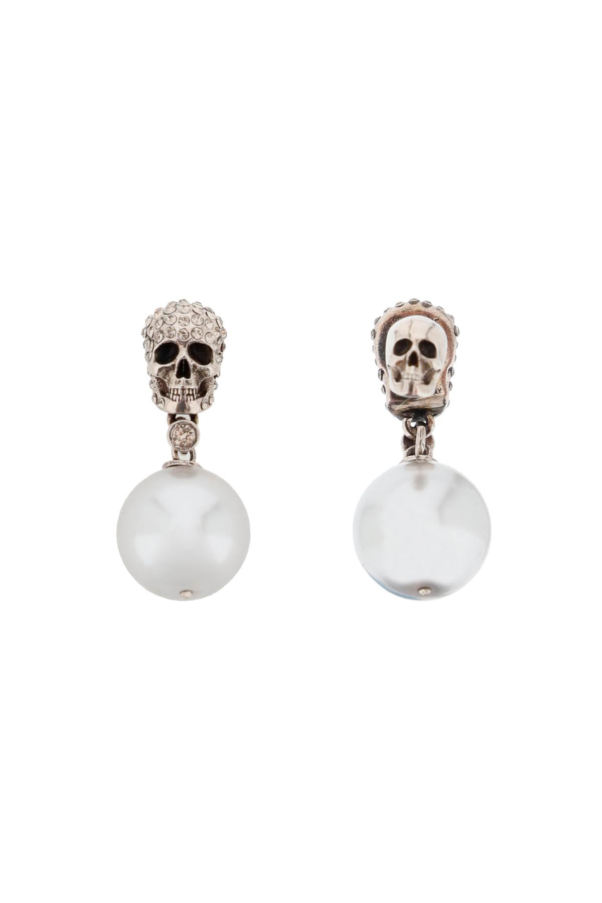 Alexander mcqueen pearl skull earrings with crystal pavé