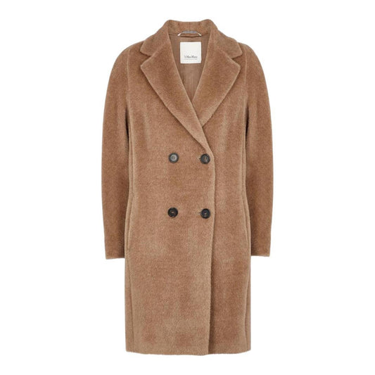 MAX MARA Women's Locri Beige Alpaca Wool Long Coat