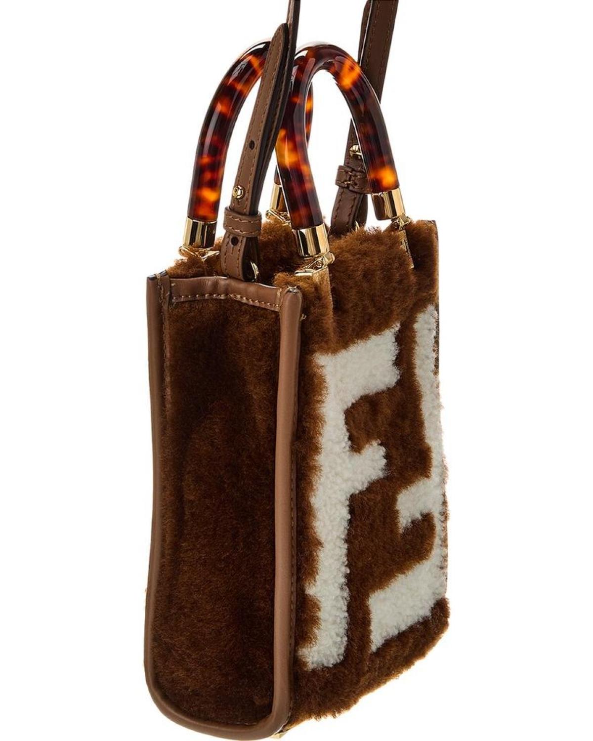 FENDI Sunshine Mini Shearling Tote