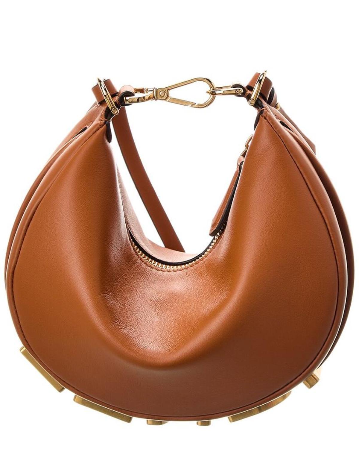 FENDI Fendigraphy Mini Leather Hobo Bag