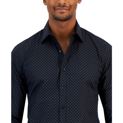 Men's Slim-Fit Stretch Button-Front Long Sleeve Floral Print Shirt