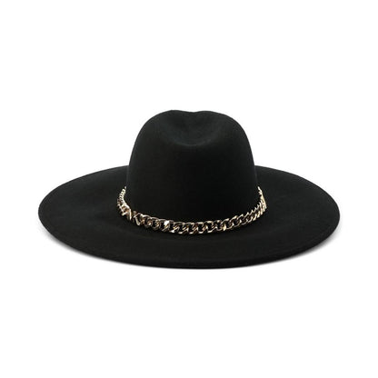 Women's Felted Wool Fedora with Chain Band