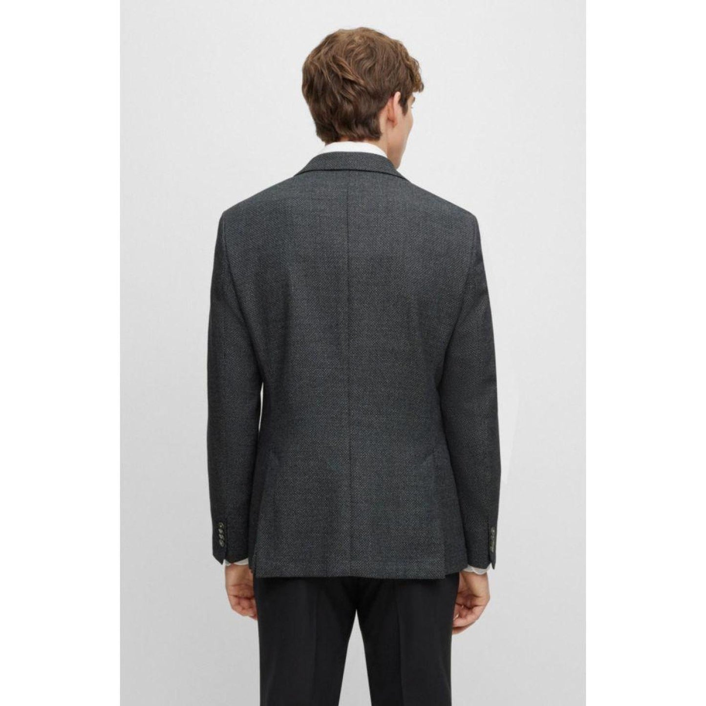 Slim-fit jacket in micro-patterned wool and cotton