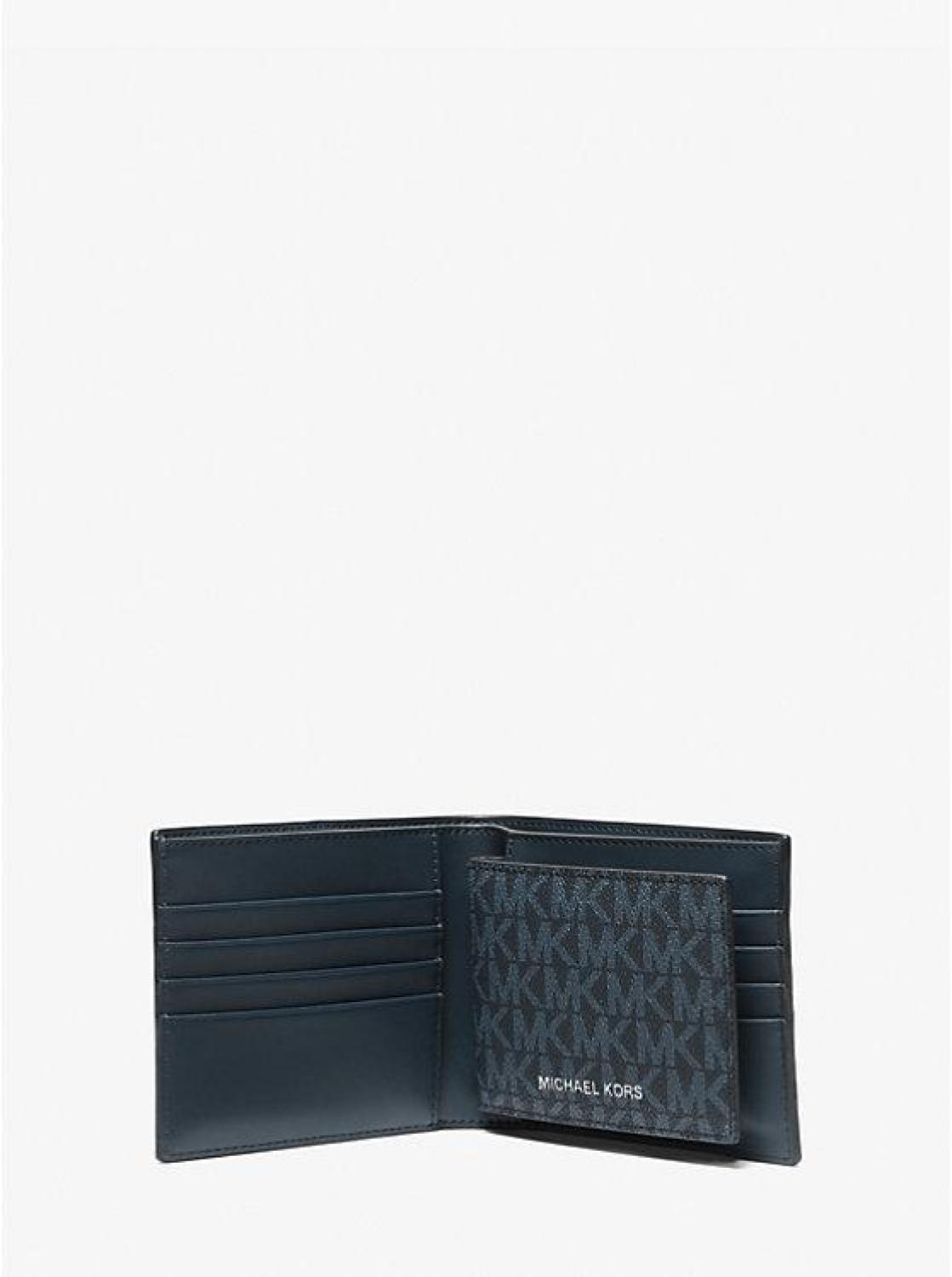 Signature Logo and Stripe Wallet With Passcase Gift Set