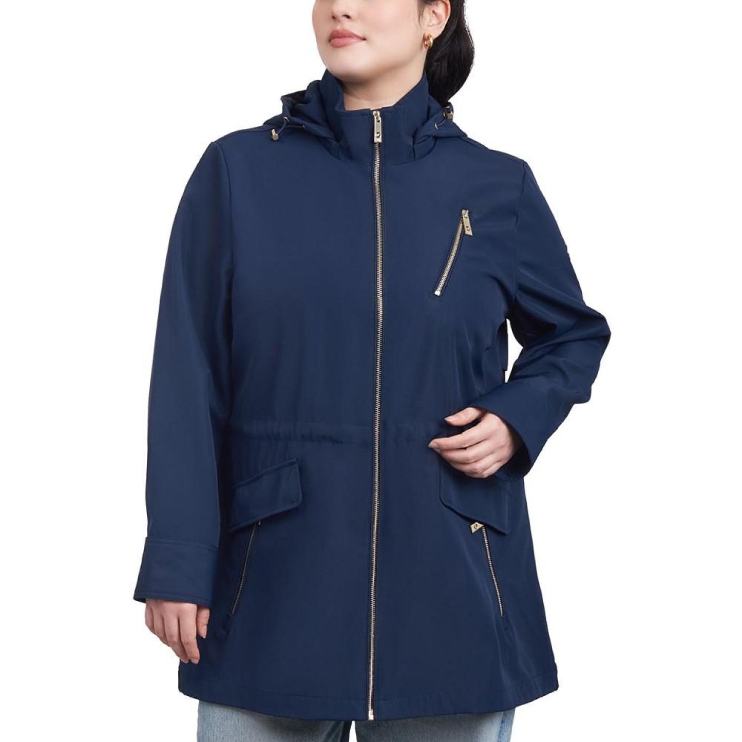 Women's Plus Size Hooded Water-Resistant Anorak Coat