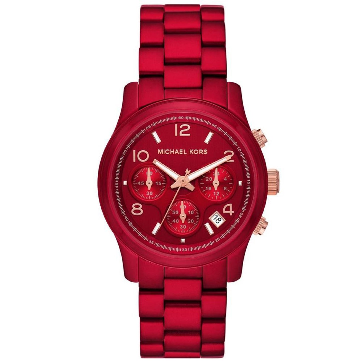 Women's Runway Chronograph Red Coated Stainless Steel Bracelet Watch 38mm