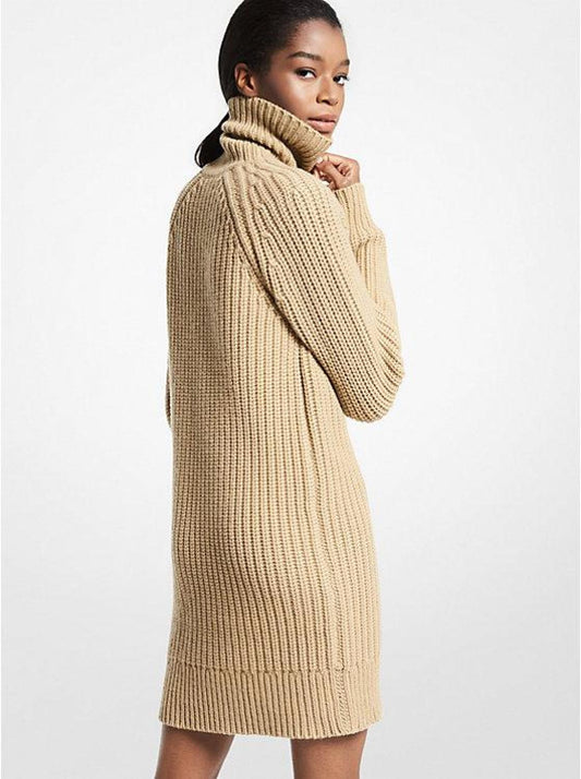 Shaker Knit Cashmere Turtleneck Dress