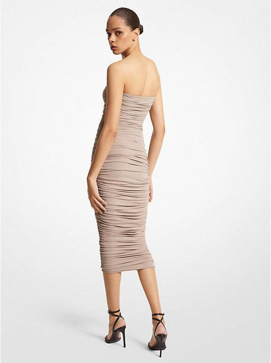 Stretch Matte Jersey Ruched Strapless Dress