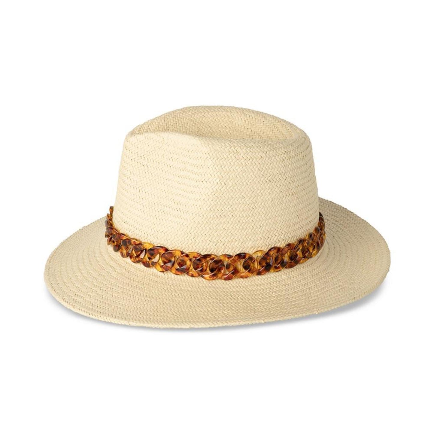 Women's Straw Chain-Detail Fedora