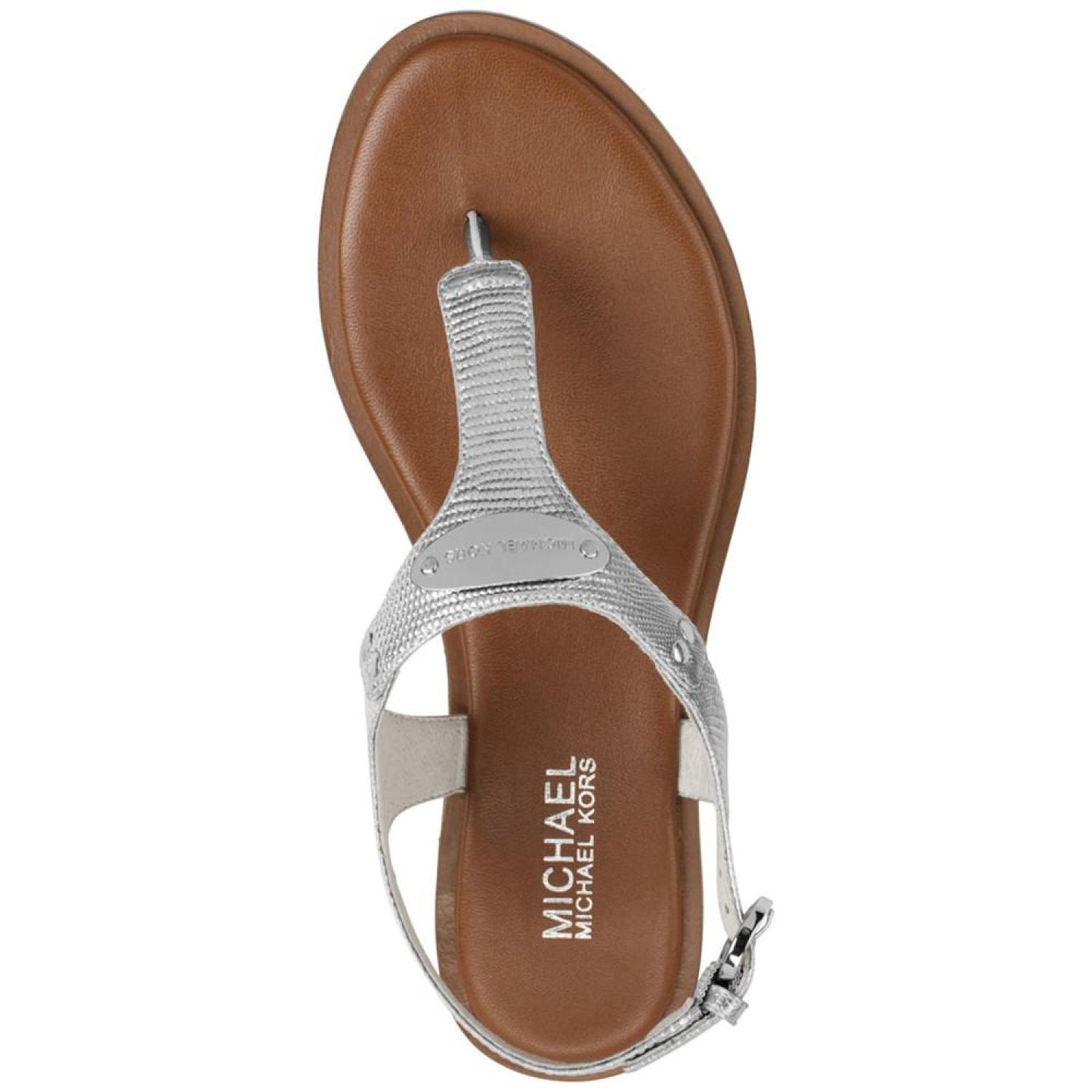 Women's MK Plate Flat Thong Sandals