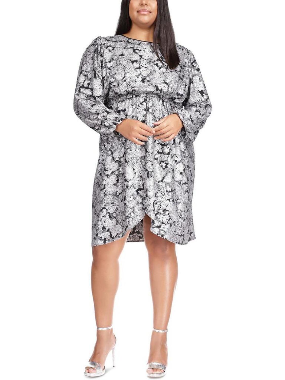 Plus Womens Paisley Knee-Length Cocktail and Party Dress