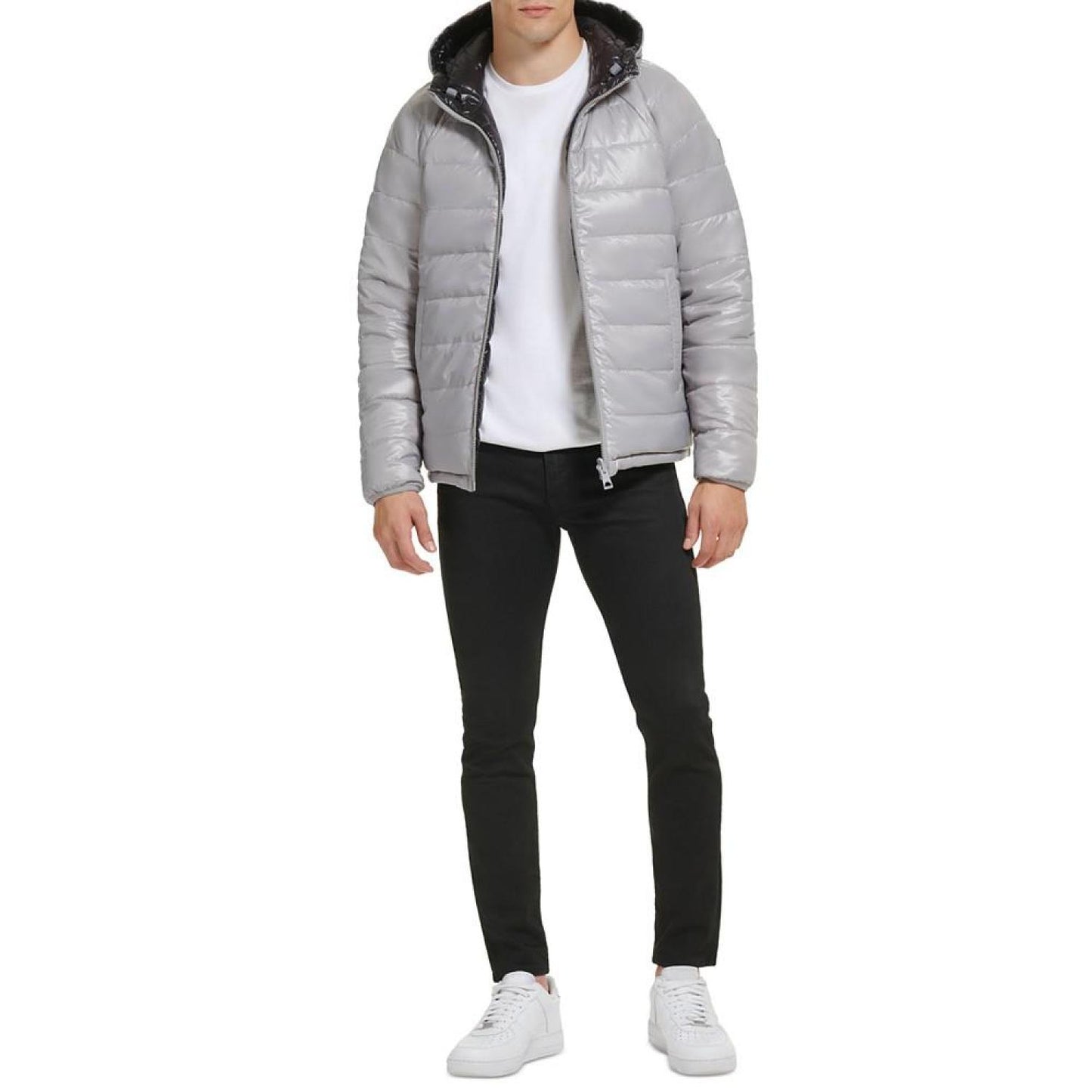 Men's Reversible Quilted Full-Zip Hooded Puffer Jacket