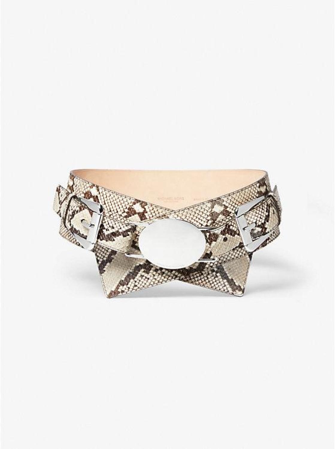 Gloria Python Embossed Leather Belt