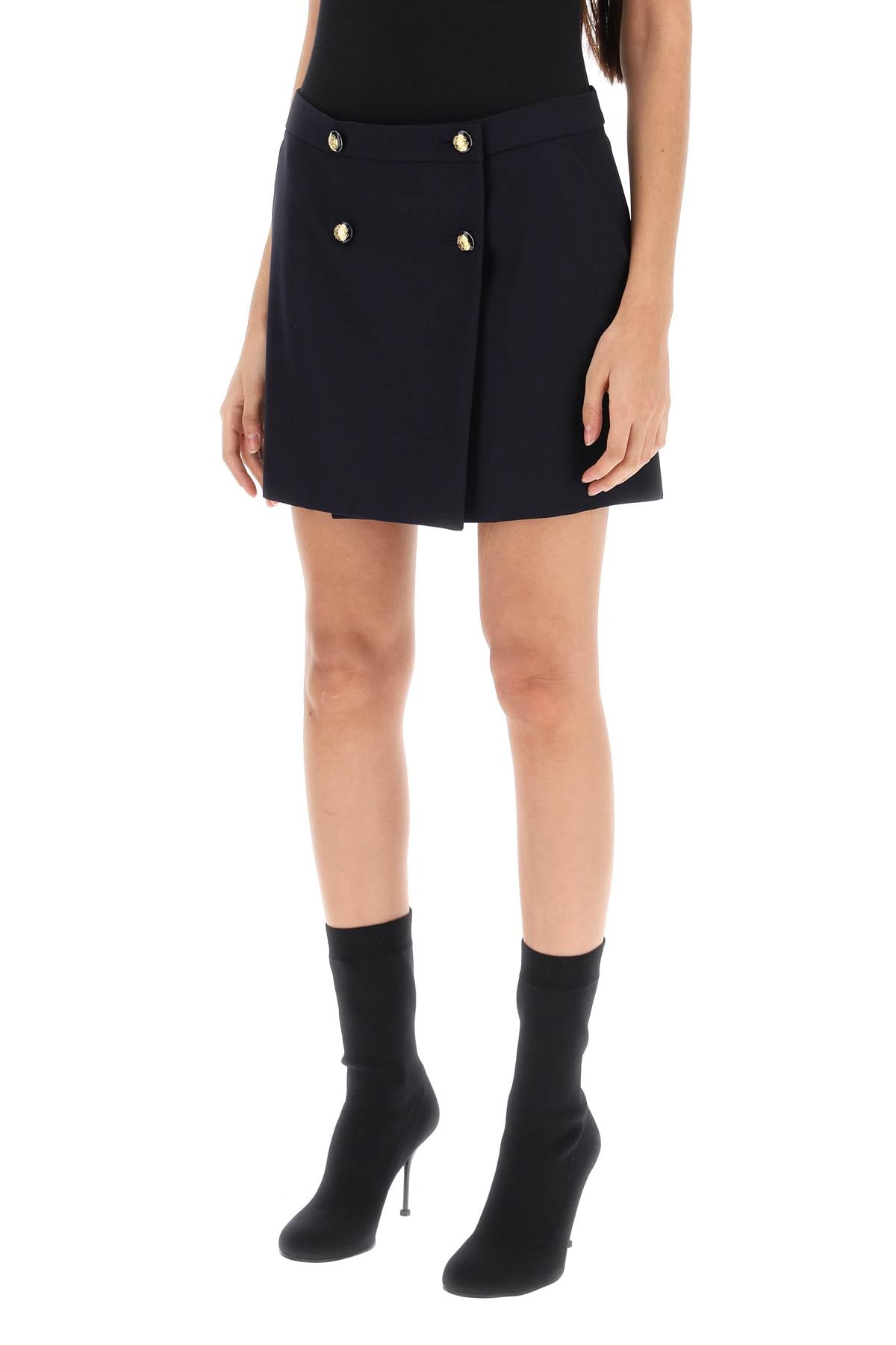 Alexander mcqueen mini wrap skirt with seal buttons