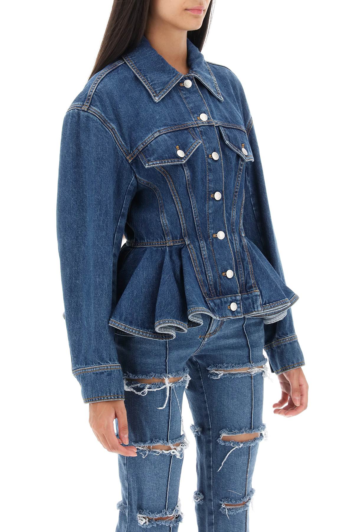 Alexander mcqueen denim peplum jacket