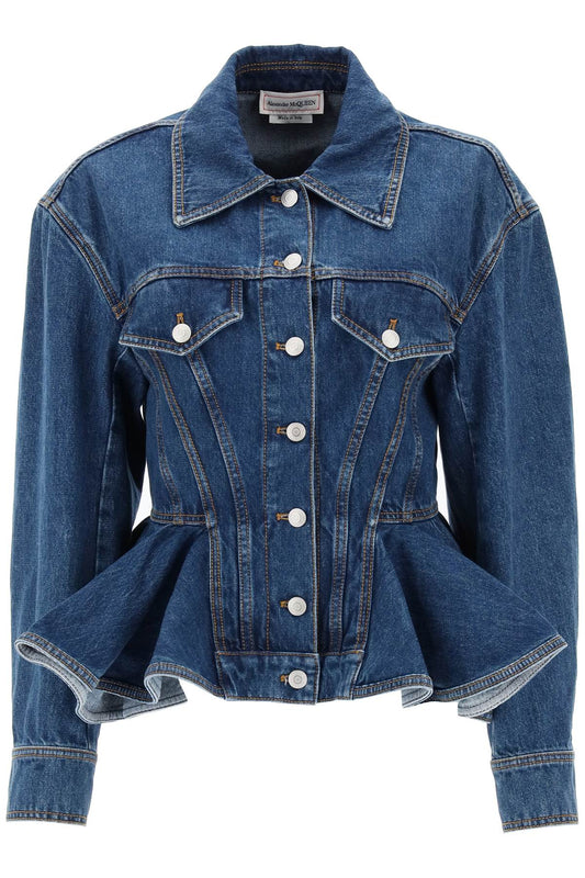 Alexander mcqueen denim peplum jacket