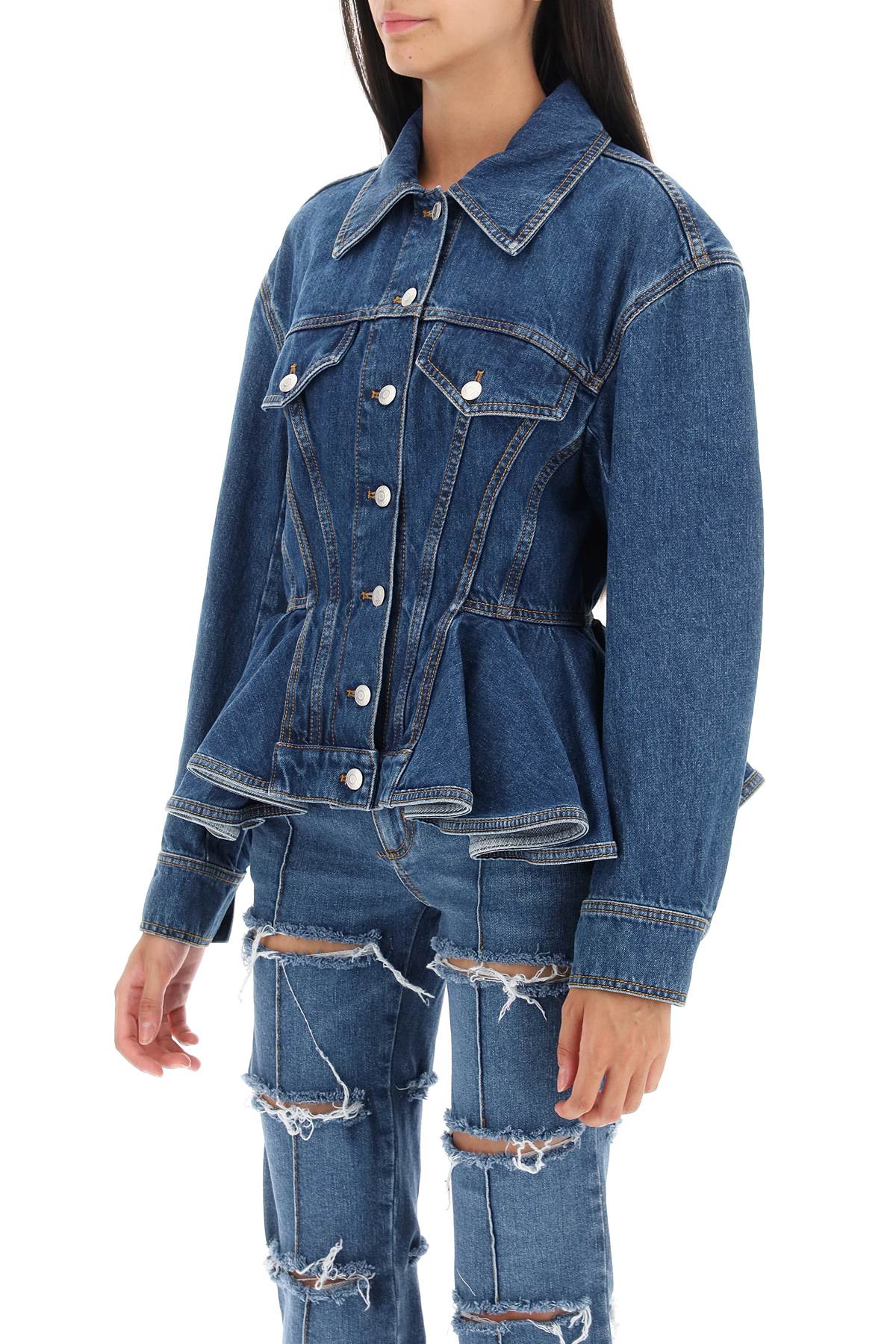 Alexander mcqueen denim peplum jacket