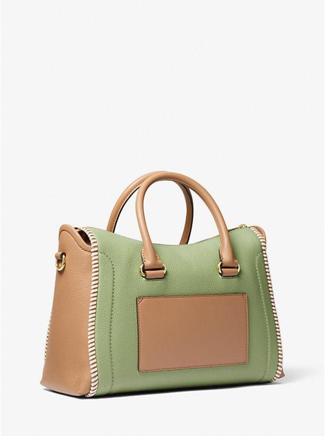 Carine Large Two-Tone Leather Satchel