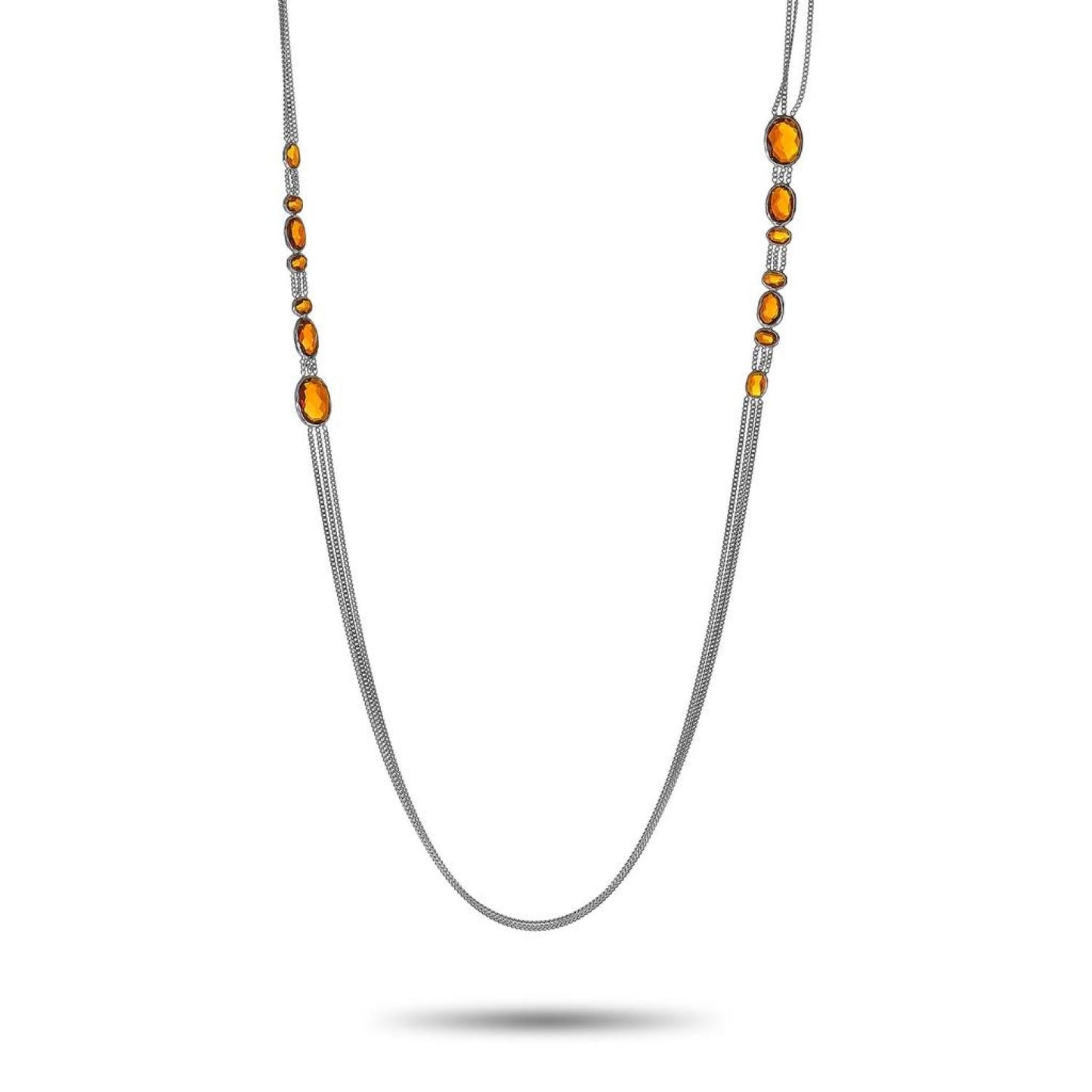 Gucci Raindrop Silver and Synthetic Orange Stone Necklace