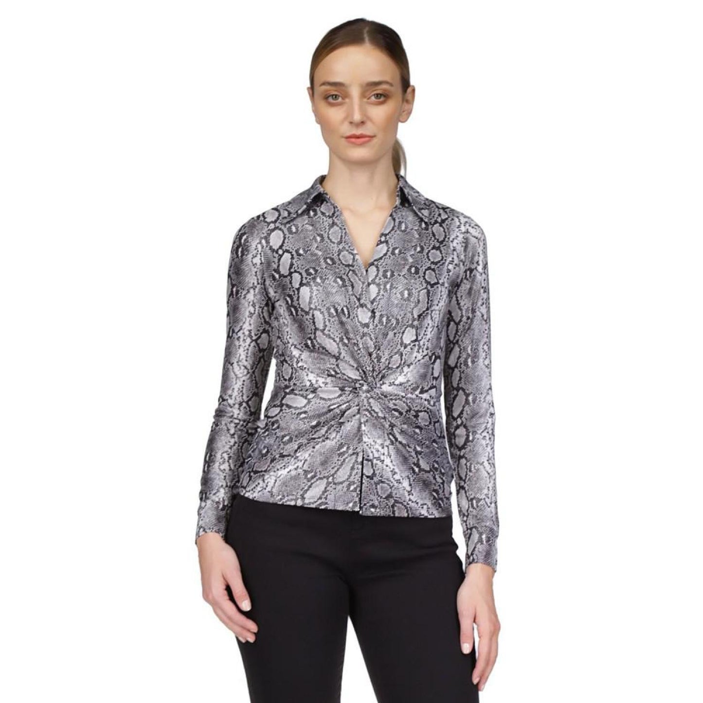 Women's Printed Twist-Front  Shirt, Regular & Petite