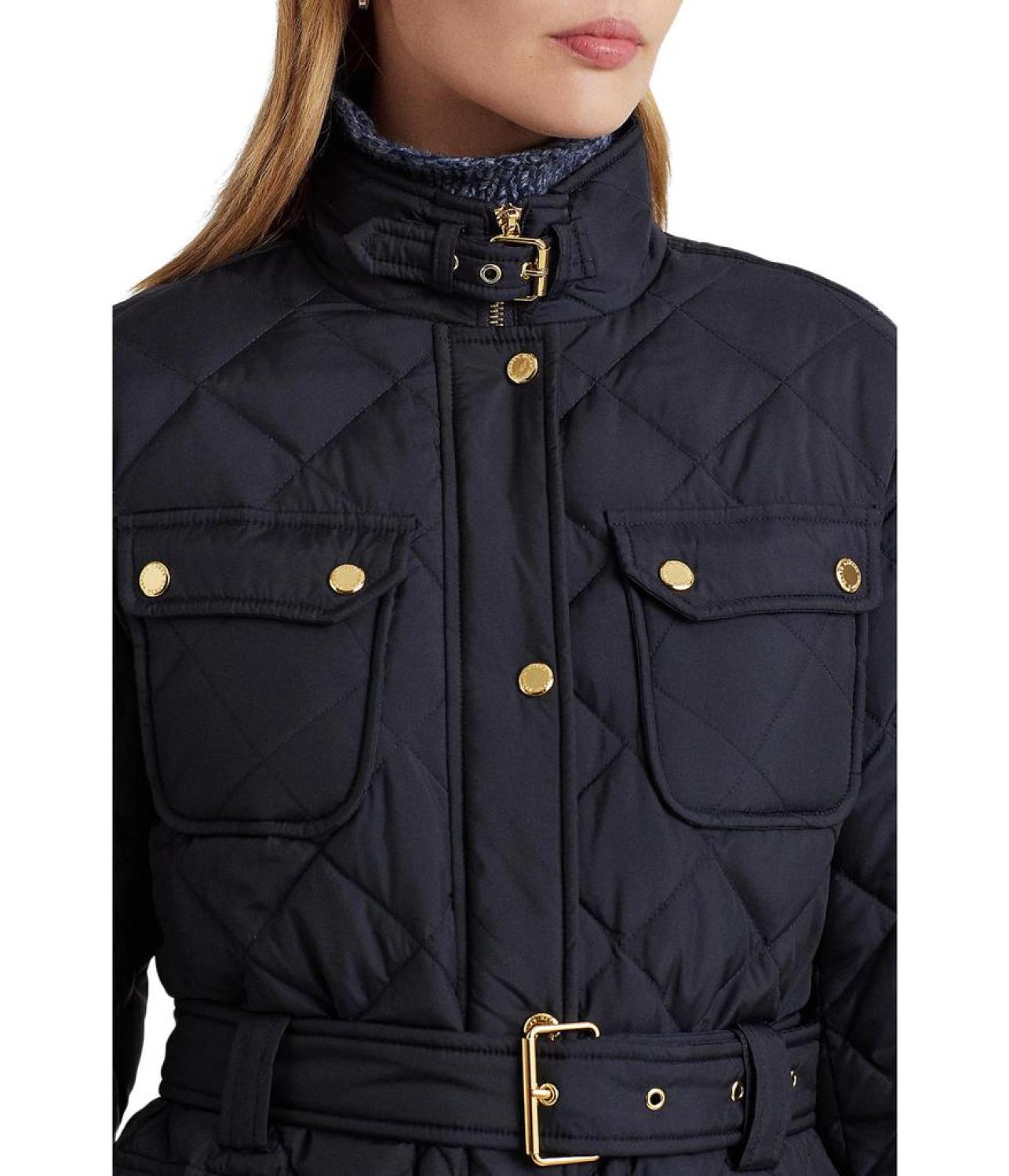 Diamond-Quilted Down Coat