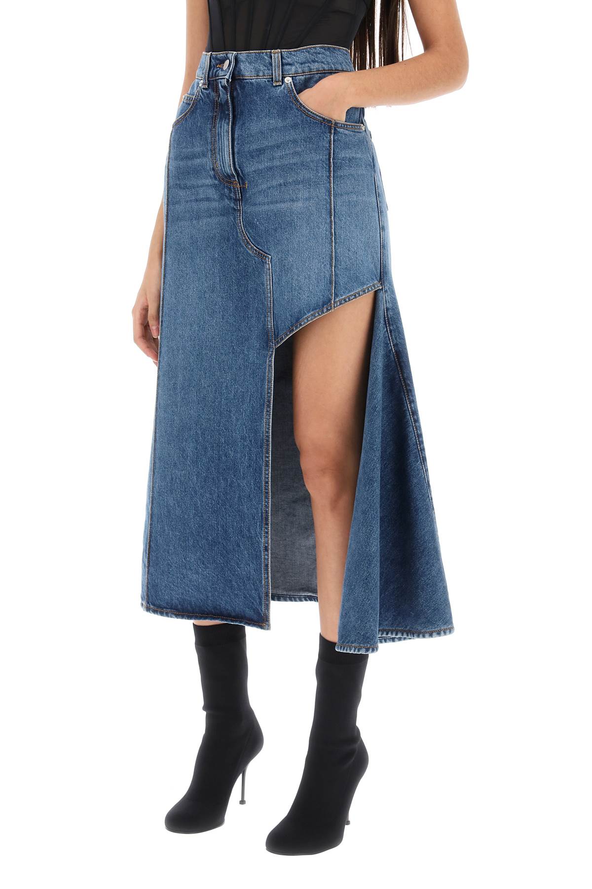 Alexander mcqueen denim skirt with cut out