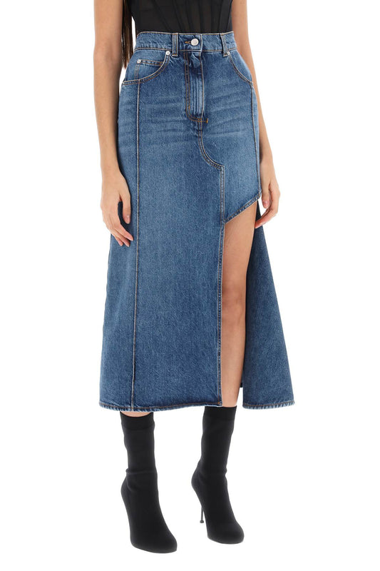 Alexander mcqueen denim skirt with cut out