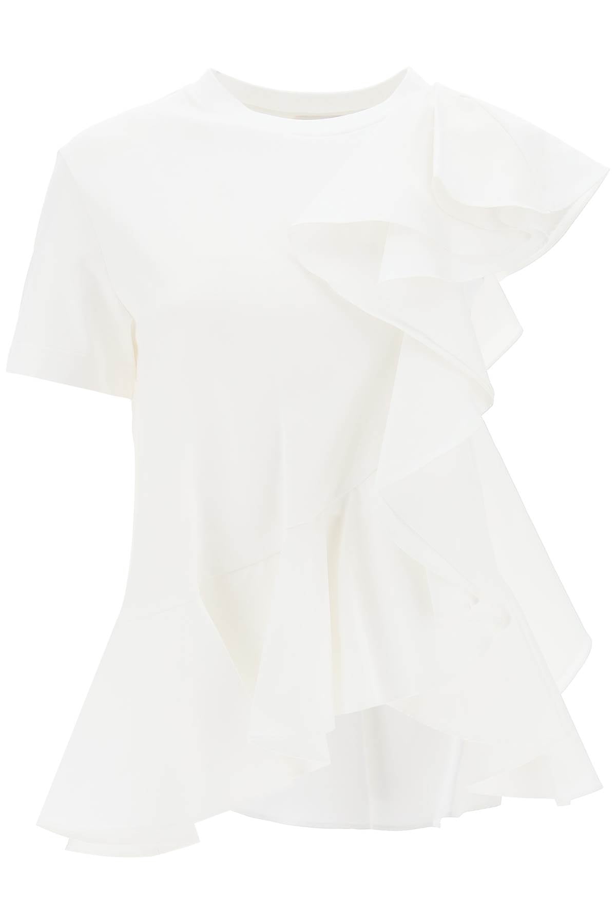 Alexander mcqueen ruffled asymmetric jersey top