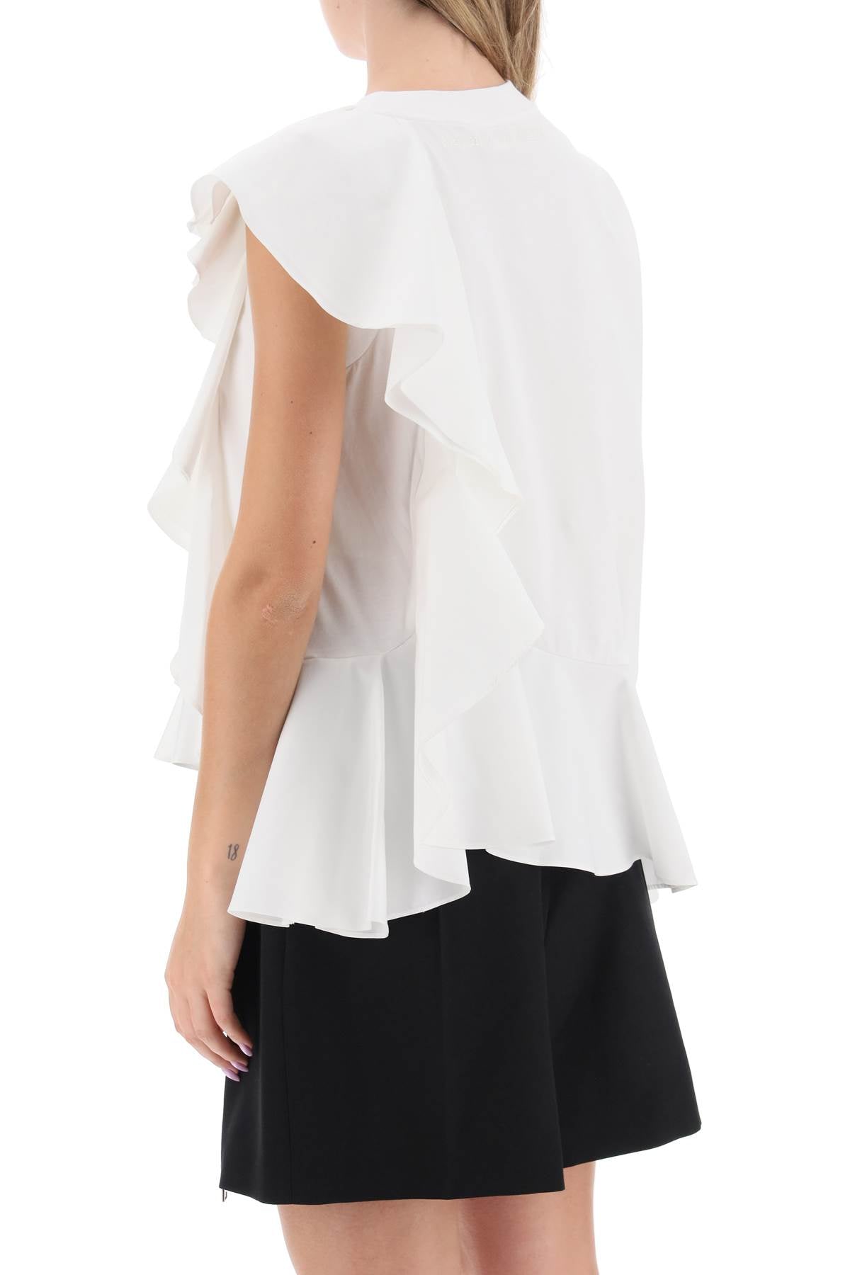 Alexander mcqueen ruffled asymmetric jersey top