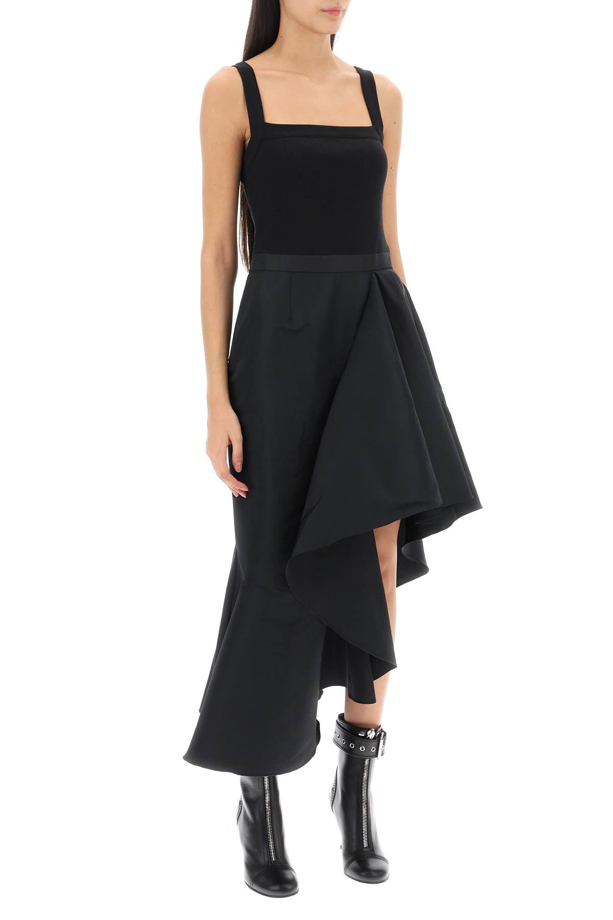 Alexander mcqueen asymmetric dress with maxi flounce