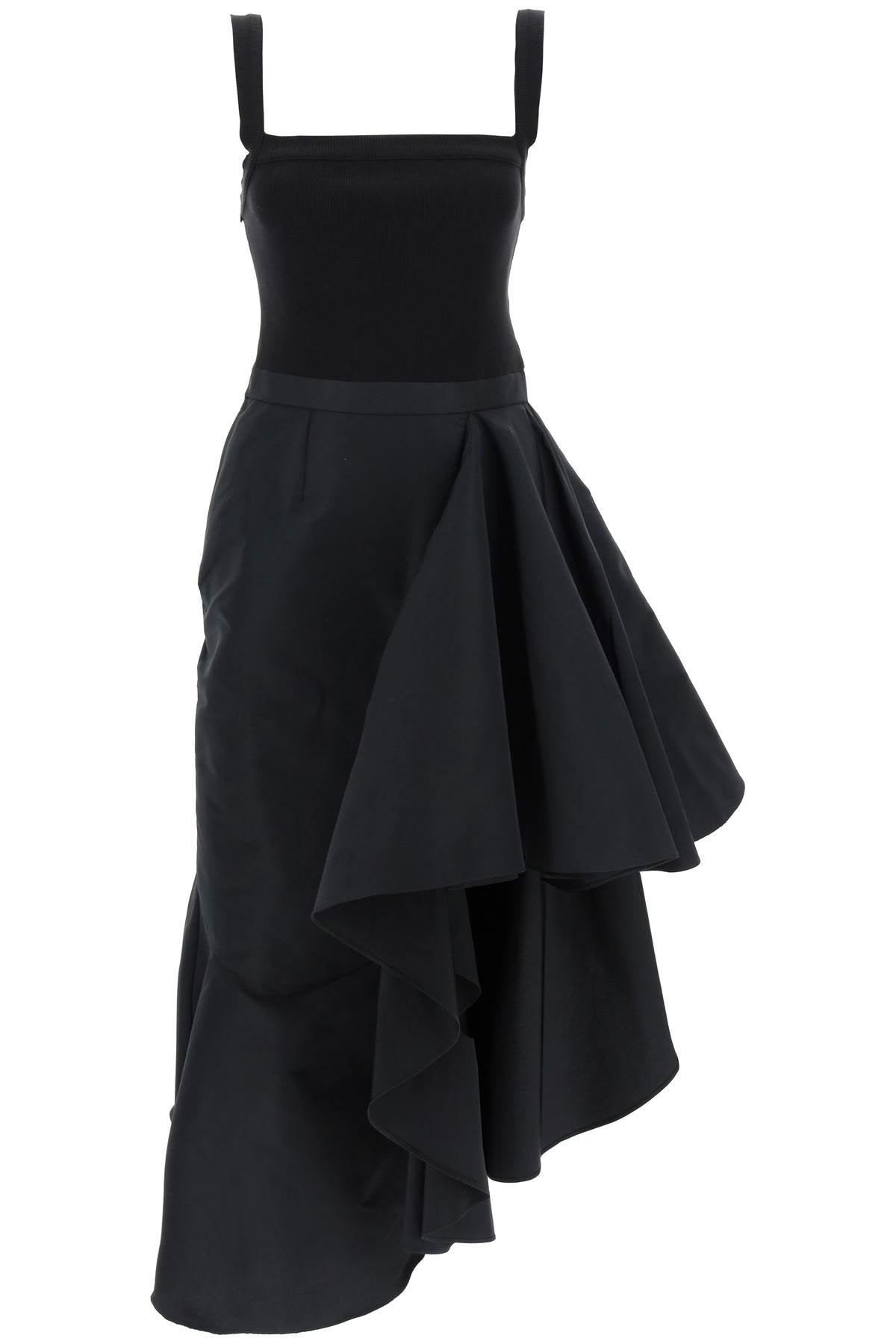 Alexander mcqueen asymmetric dress with maxi flounce