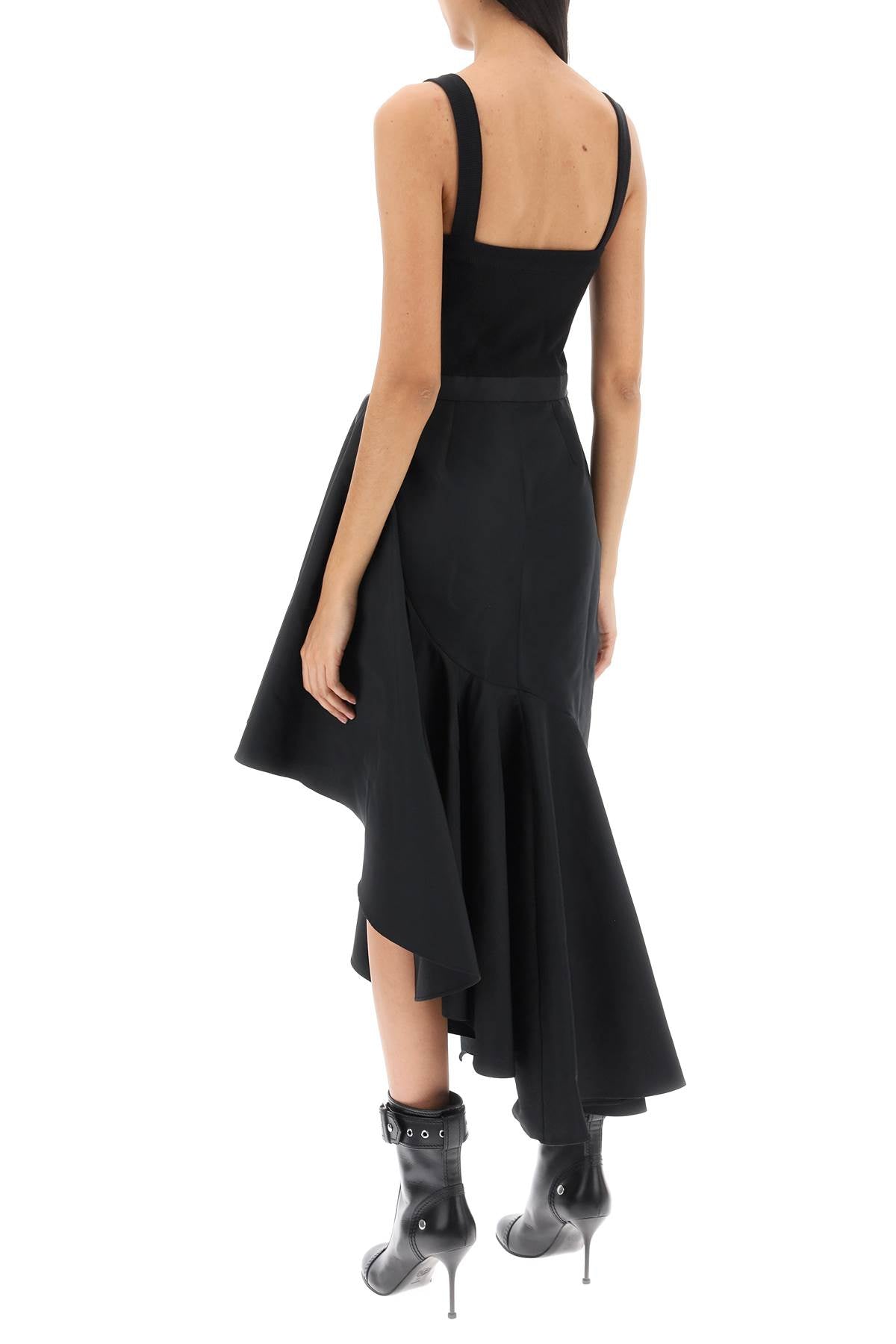 Alexander mcqueen asymmetric dress with maxi flounce