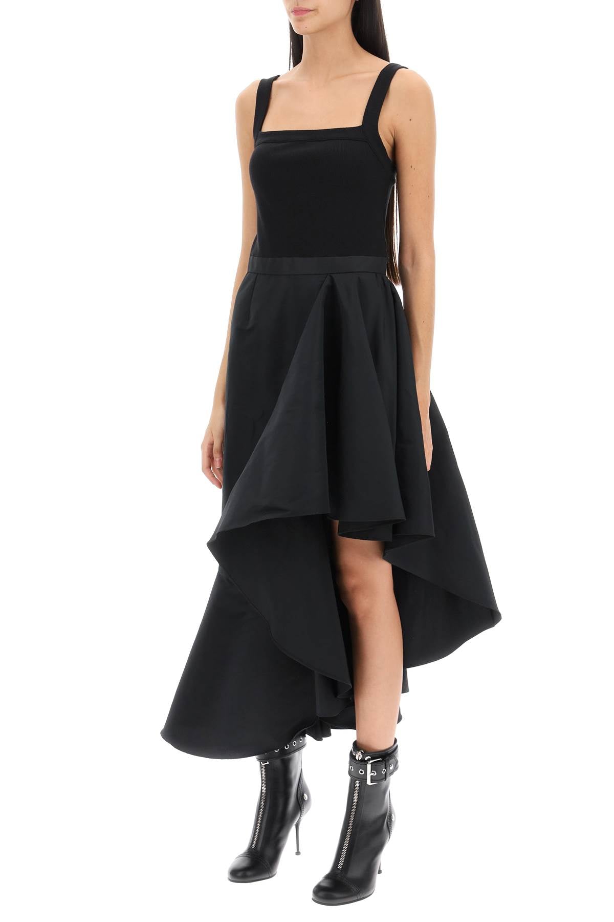 Alexander mcqueen asymmetric dress with maxi flounce