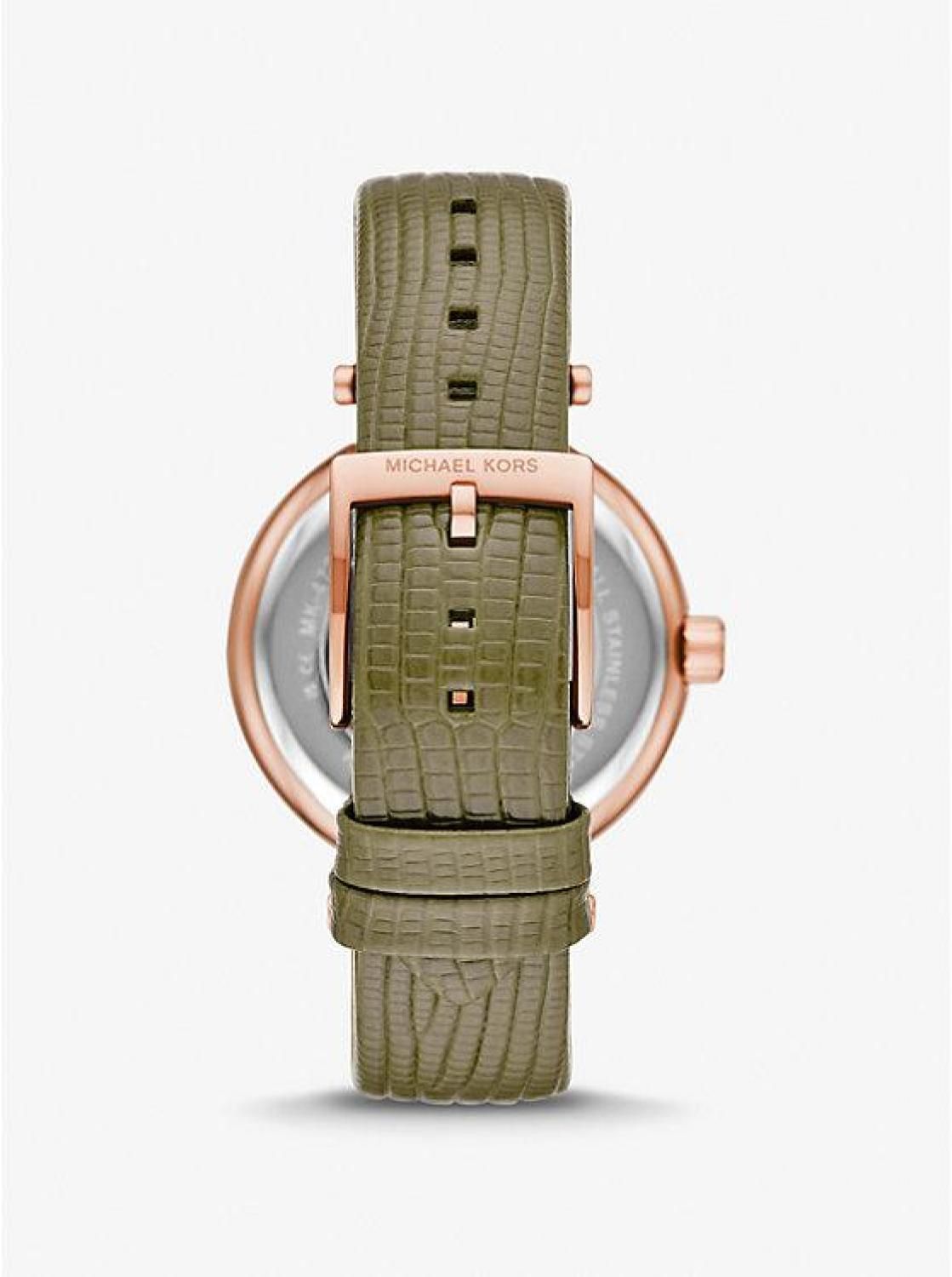 Laney Rose Gold-Tone and Lizard Embossed Leather Watch