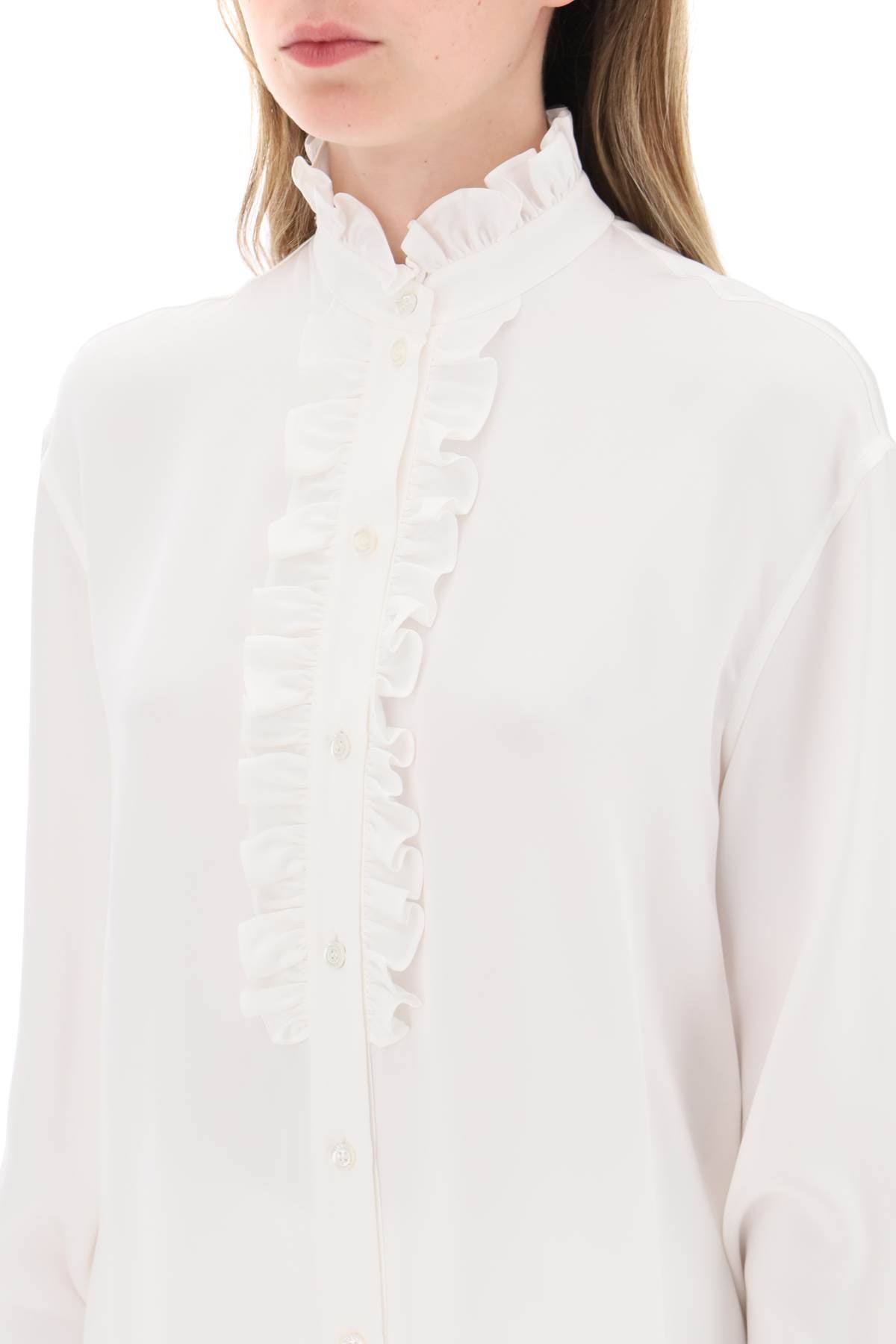 Alexander mcqueen silk satin shirt with ruffles