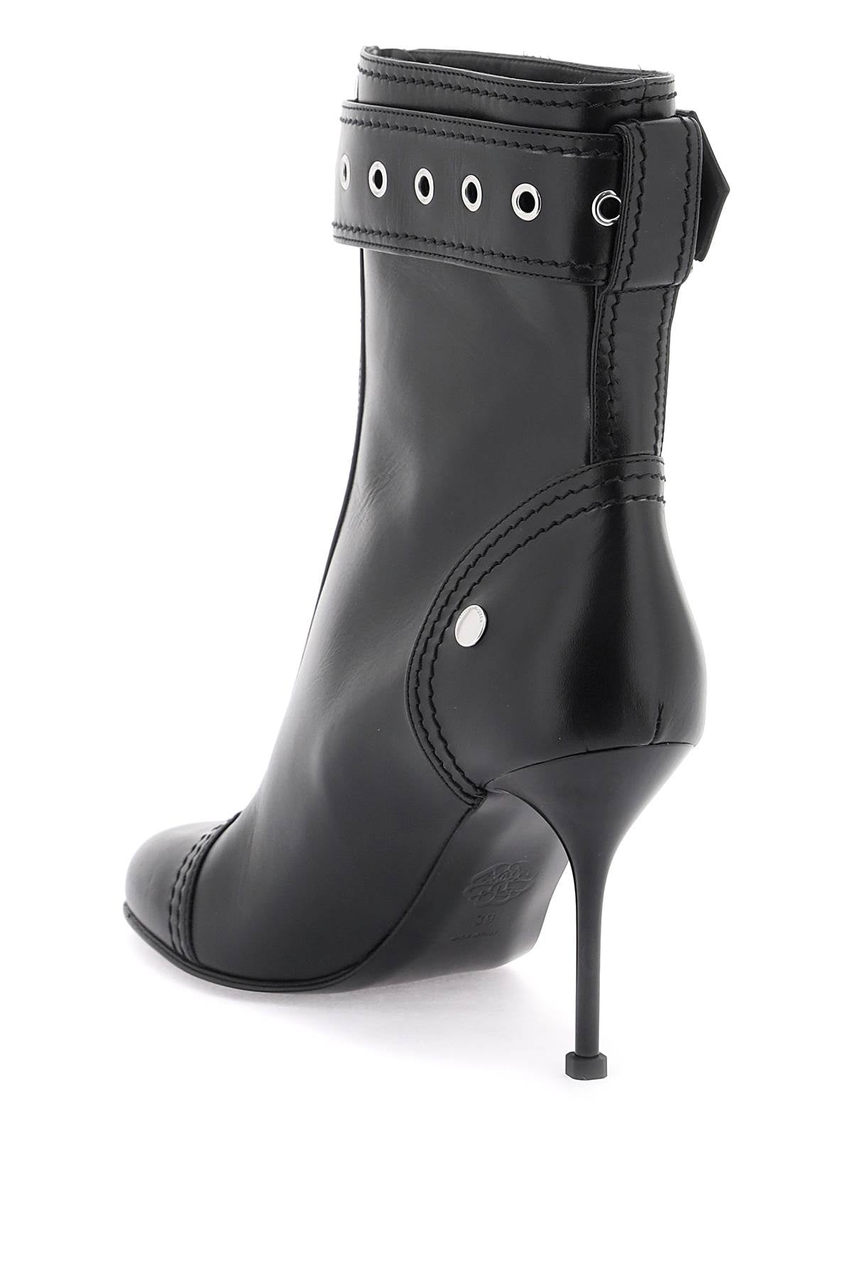 Alexander mcqueen leather ankle boots with buckle