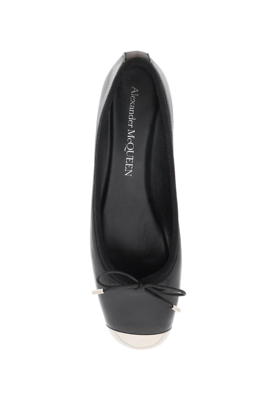 Alexander mcqueen nappa leather ballet flats with metallic toe