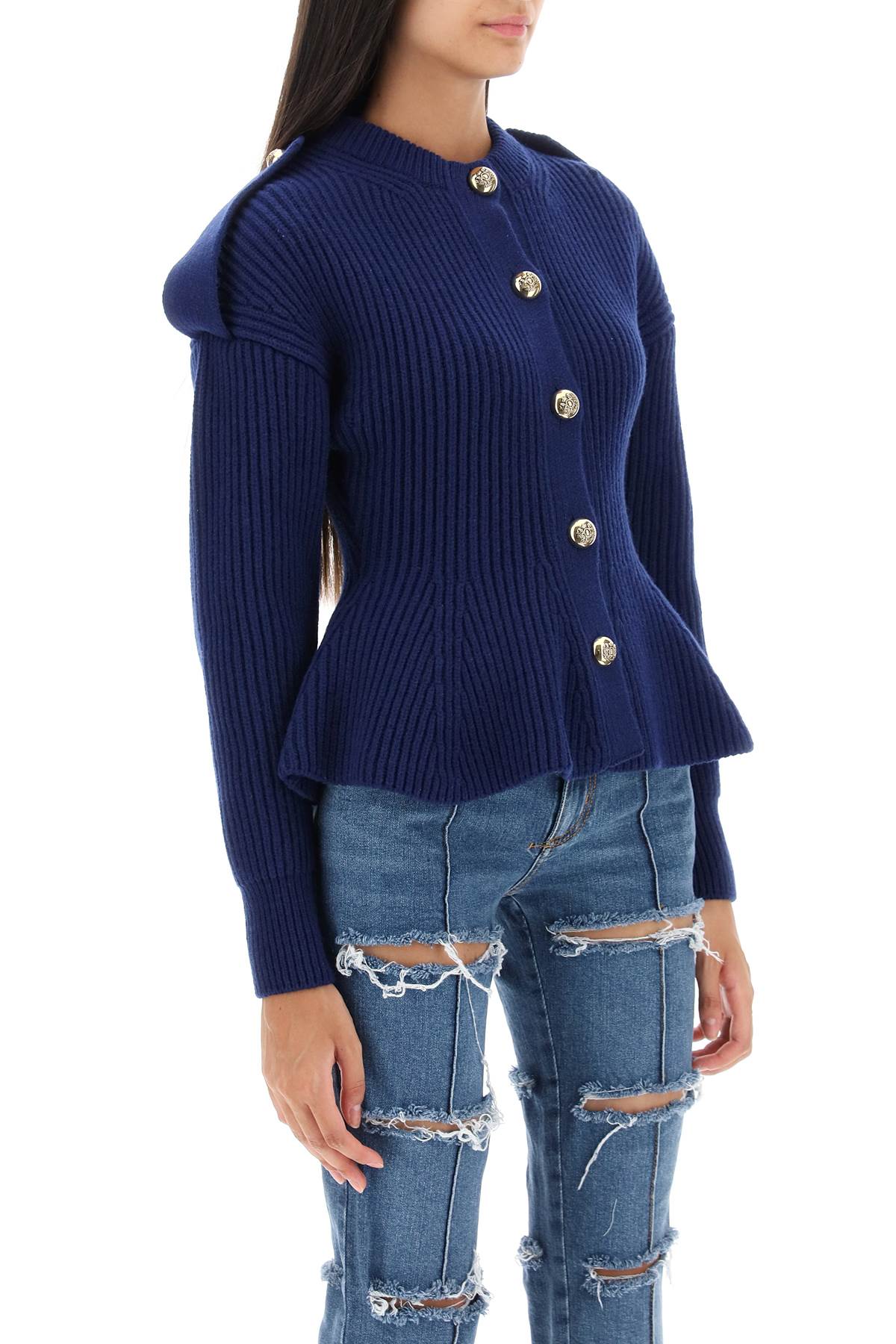 Alexander mcqueen ribbed peplum cardigan