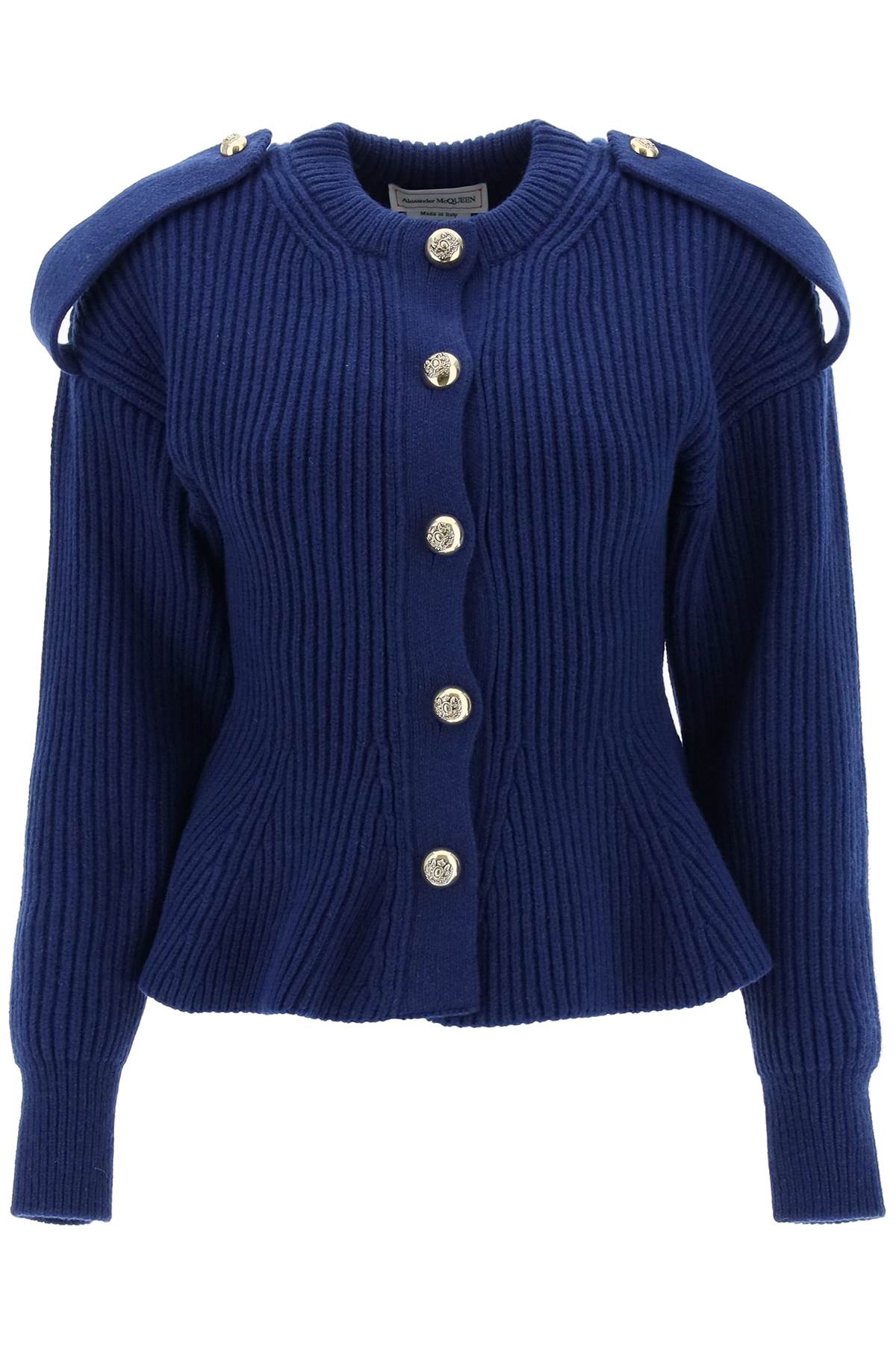 Alexander mcqueen ribbed peplum cardigan