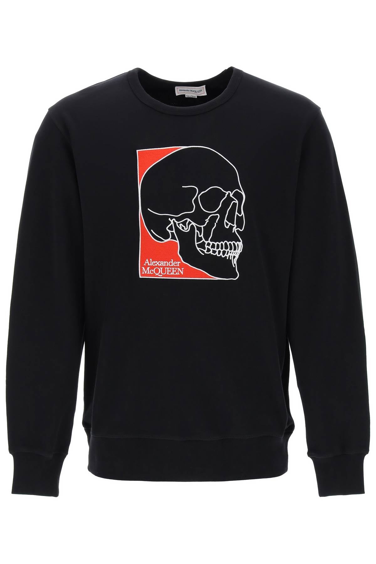 Alexander mcqueen crew-neck sweatshirt with skull embroidery