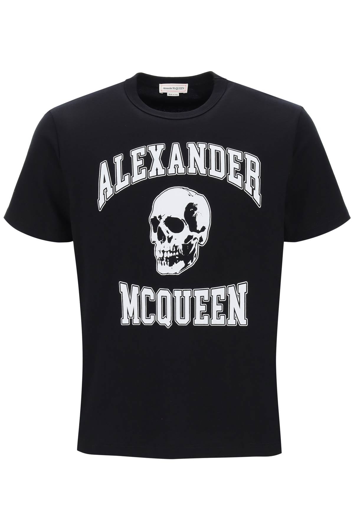 Alexander mcqueen t-shirt with varsity logo and skull print