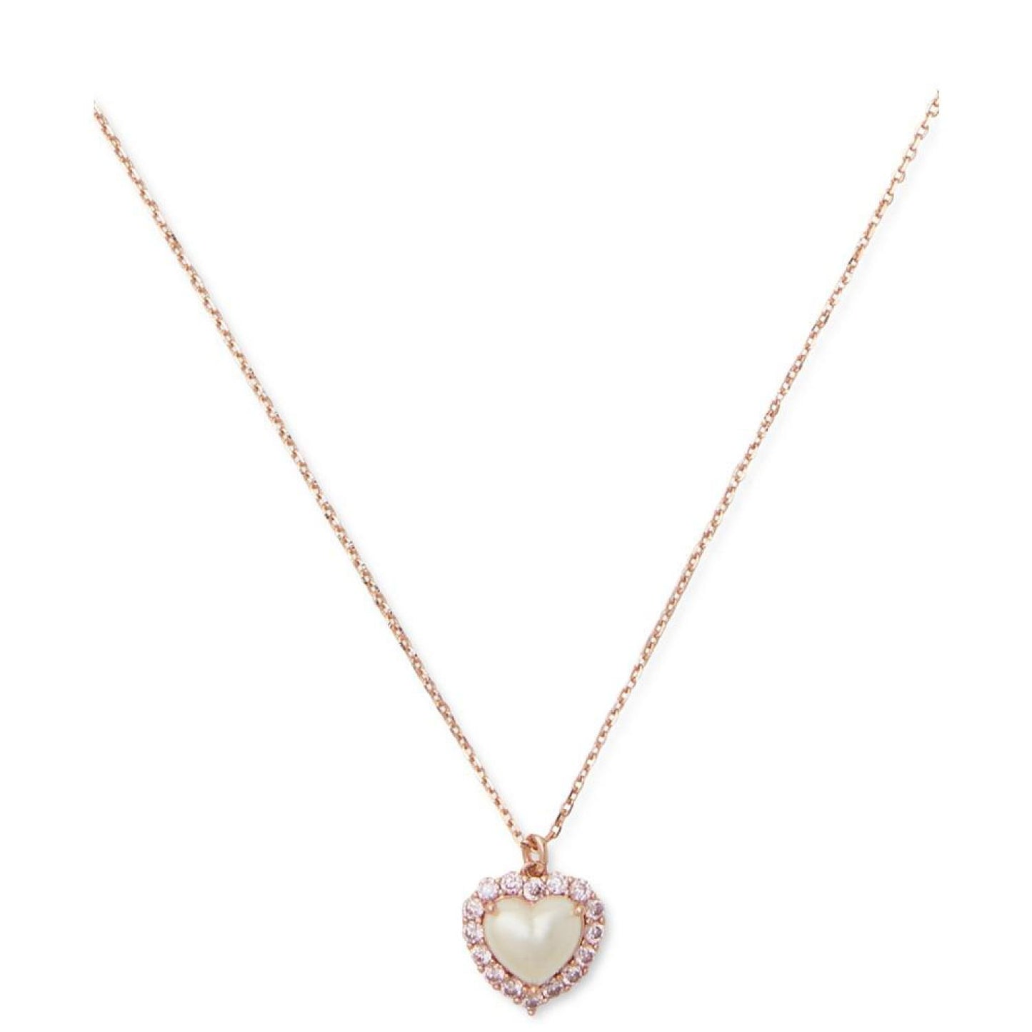 Gold-Tone Pavé & Imitation Pearl Heart Mini Pendant Necklace, 16" + 3" extender