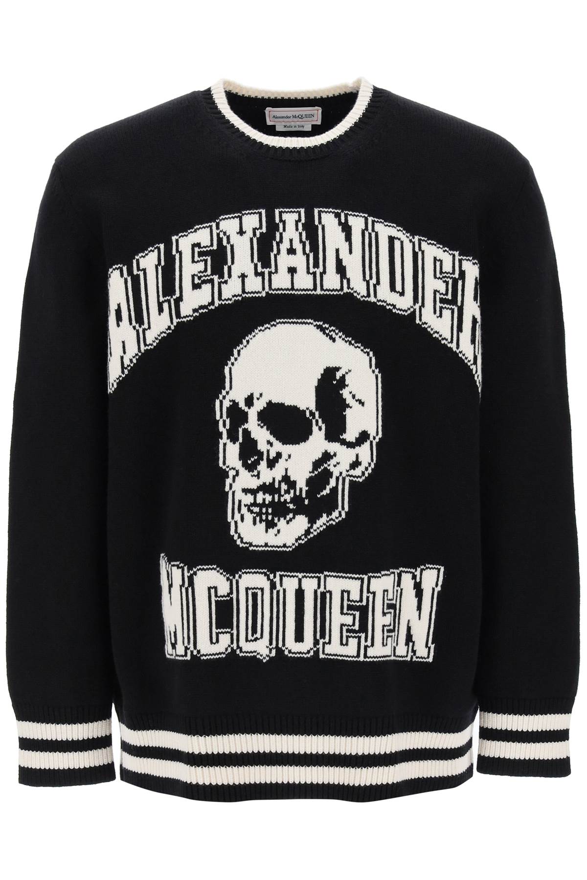 Alexander mcqueen varsity sweater with skull motif