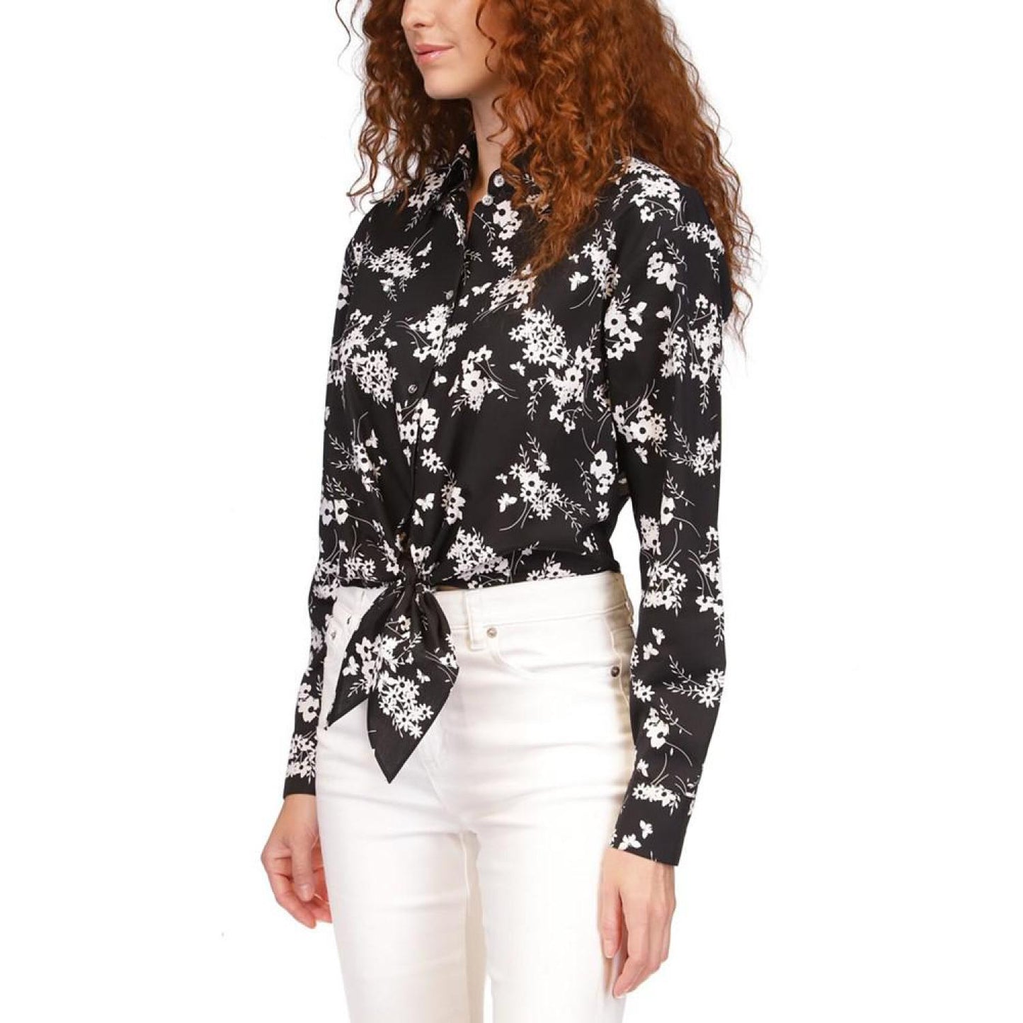 Women's Cotton Botanical Tie Shirt