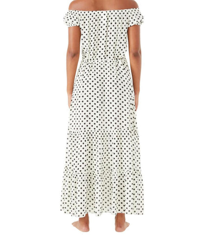 Lia Logo Dot Off-the-Shoulder Maxi Dress