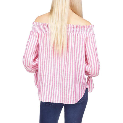 Womens Linen Striped Blouse