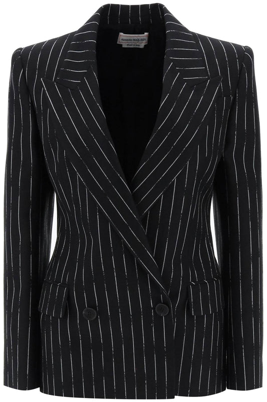 Alexander mcqueen broken pinstripe jacket