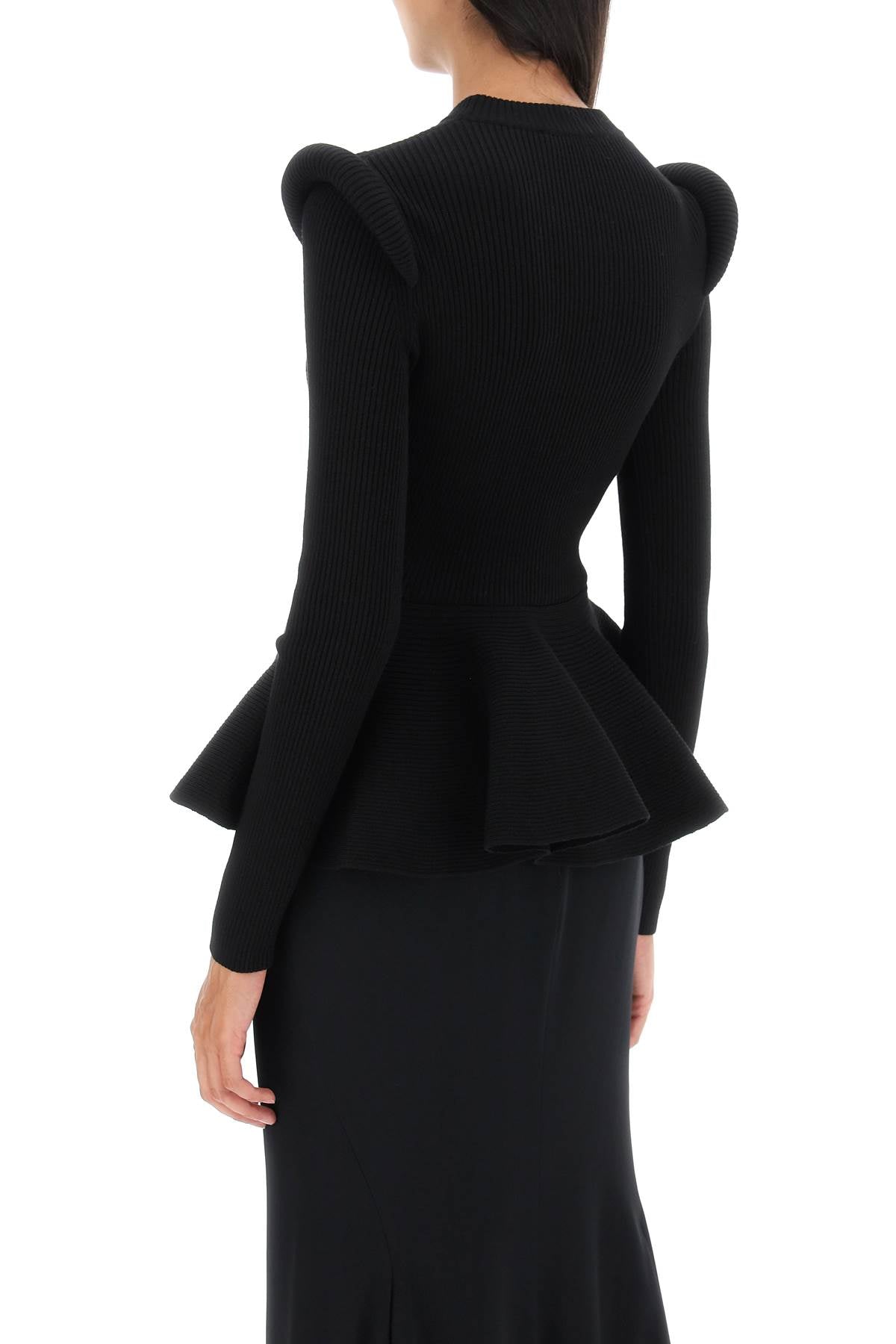 Alexander mcqueen ribbed peplum sweater